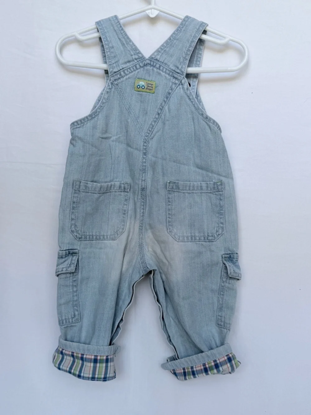 The Children's Place Light Blue Denim Overalls with Car Patch